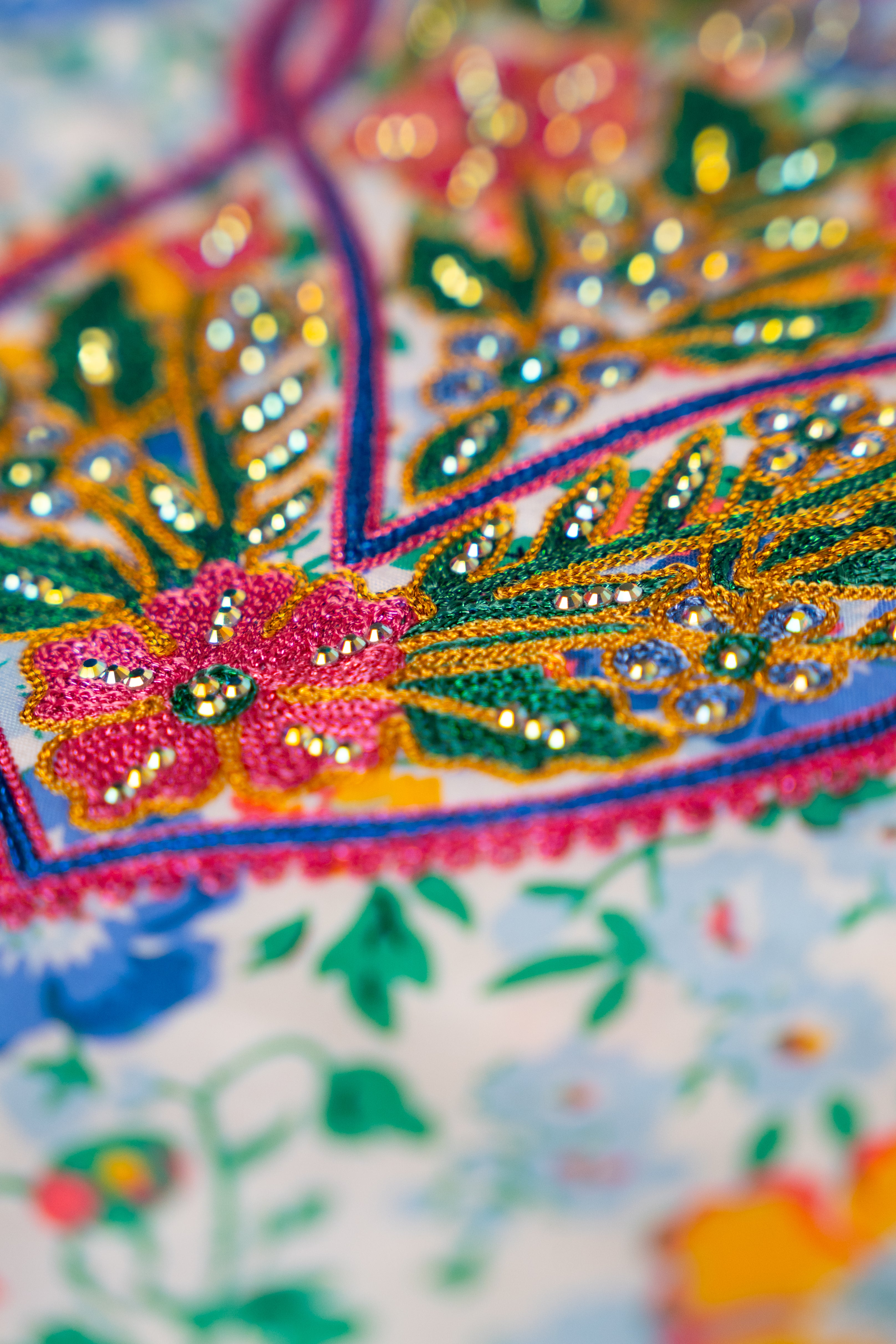 Blue & Yellow Floral Embroidered Full-Sleeve Khwer (4M–8Y)