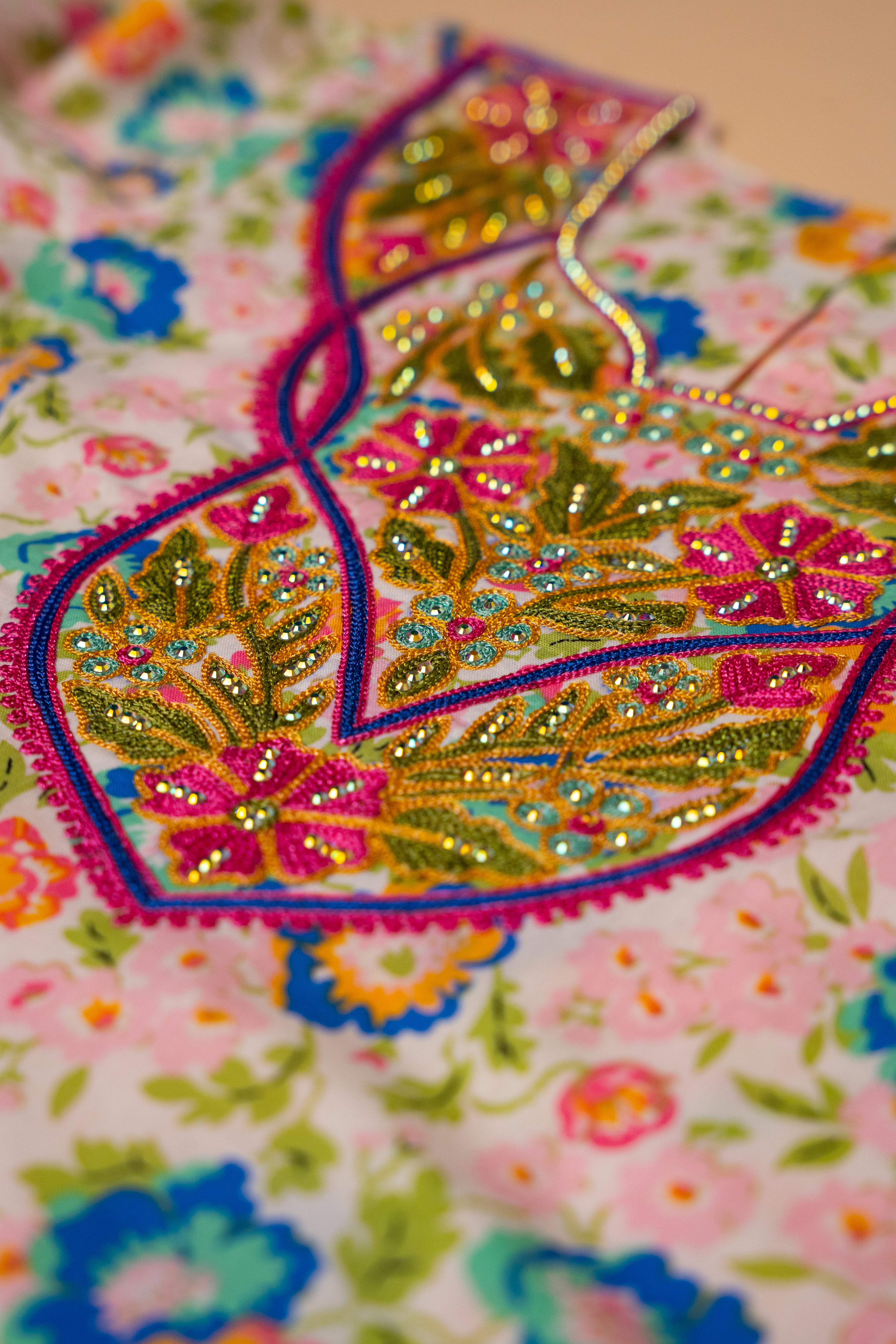 Pastel Floral Embroidered Full-Sleeve Khwer (4M–8Y)