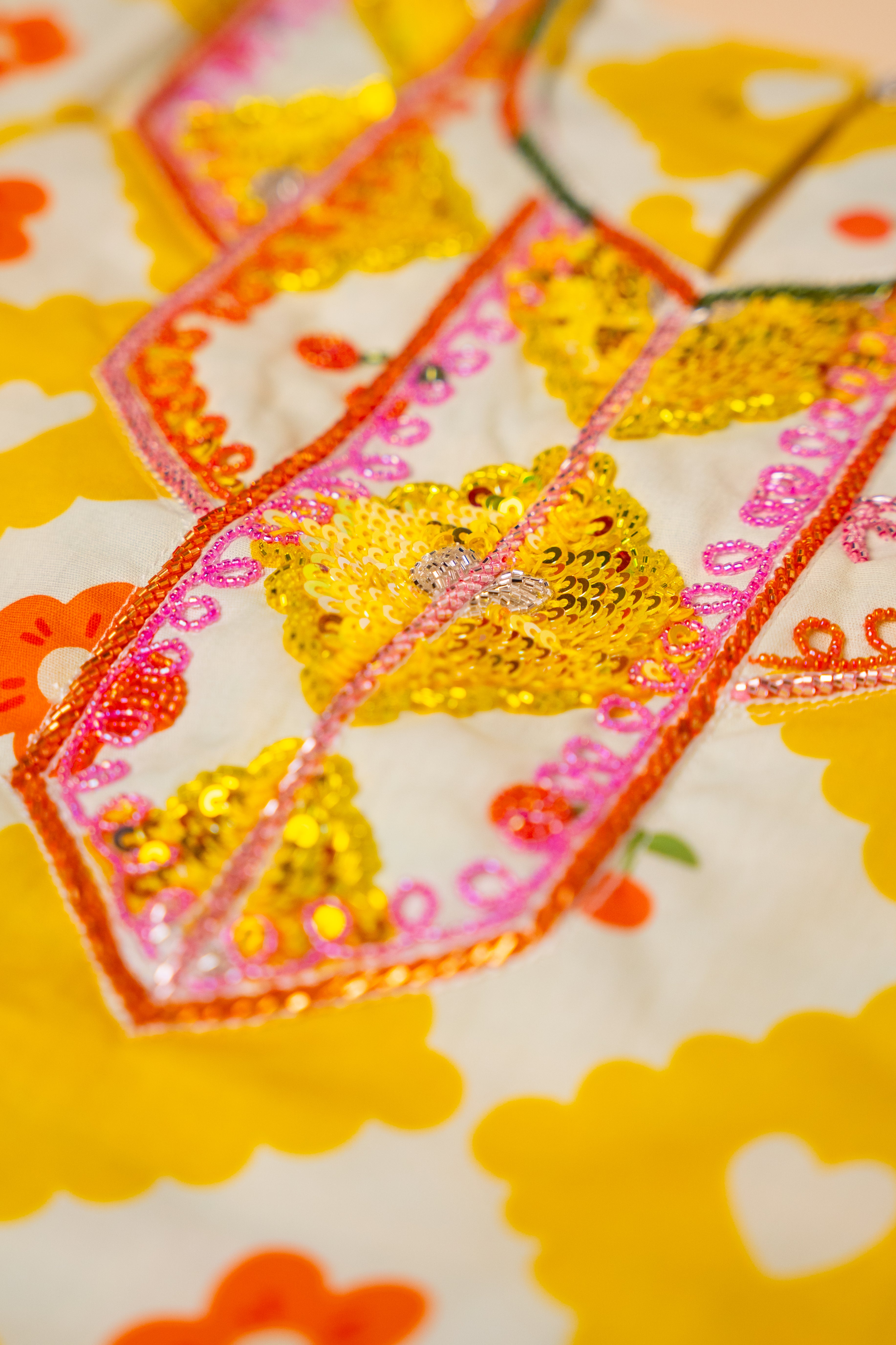 Yellow Heart Print Full-Sleeve Khwer (4M–8Y)
