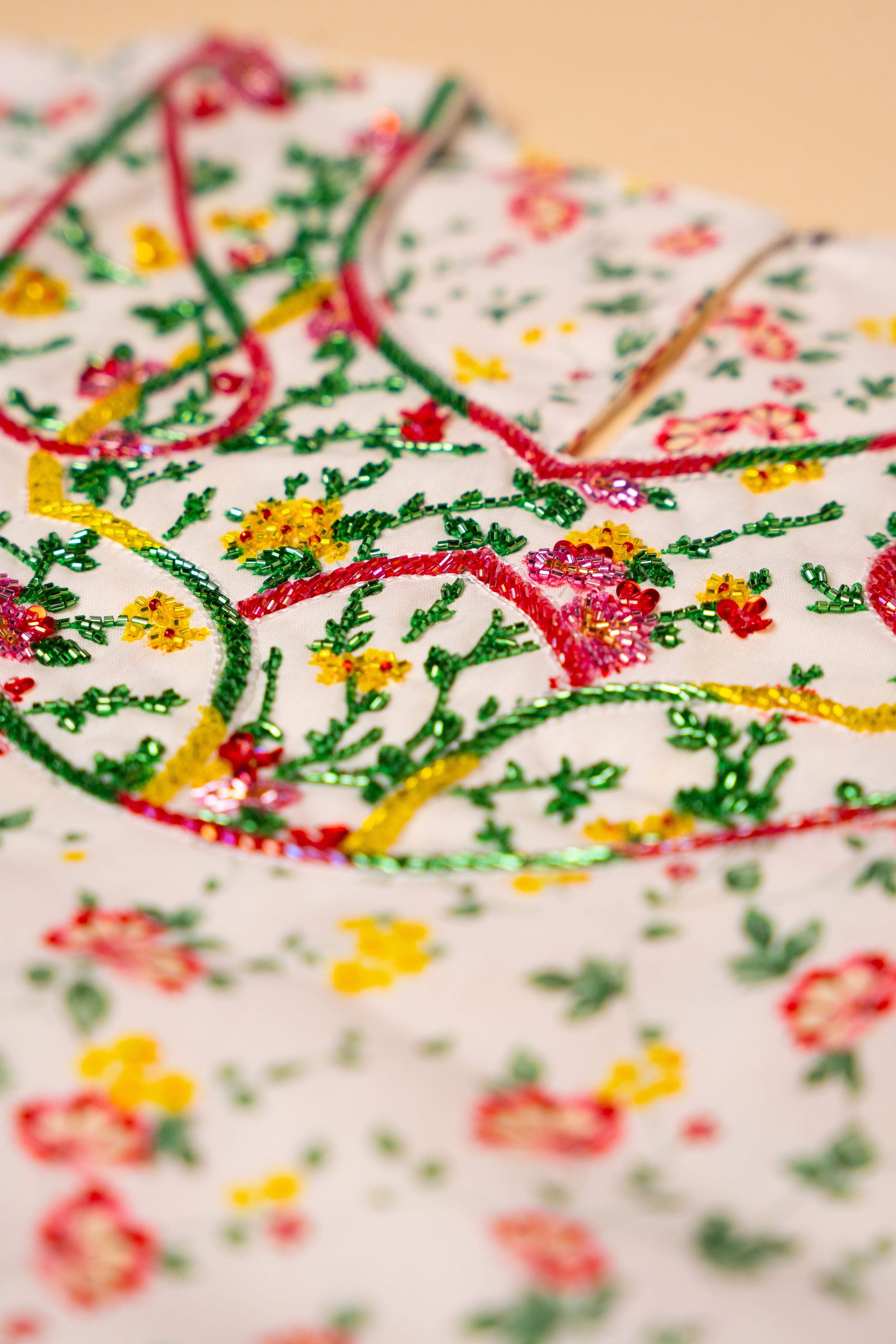 White Floral Print Full-Sleeve Khwer (4M–8Y)