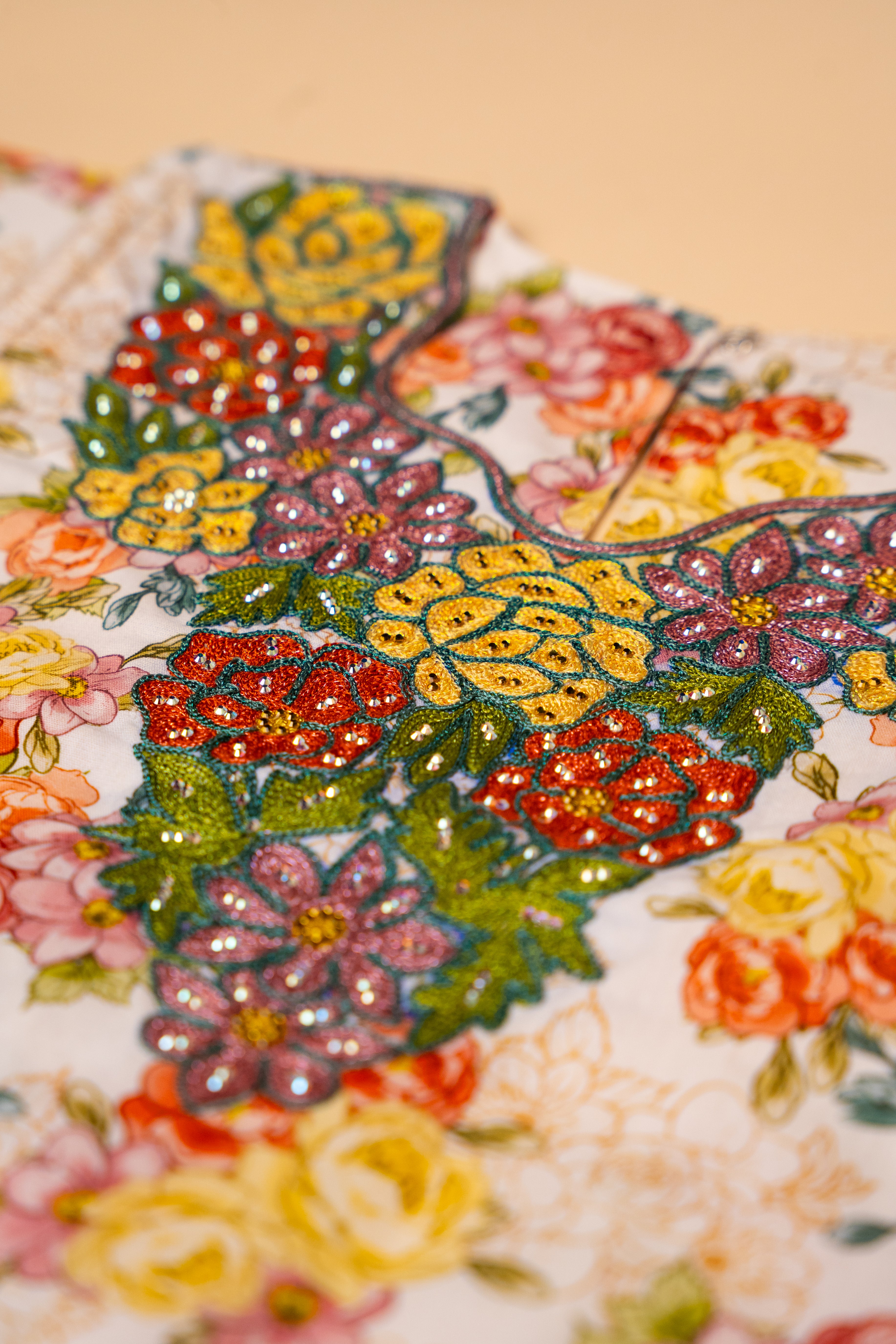 White Floral Embroidered Khwer (4M–8Y)
