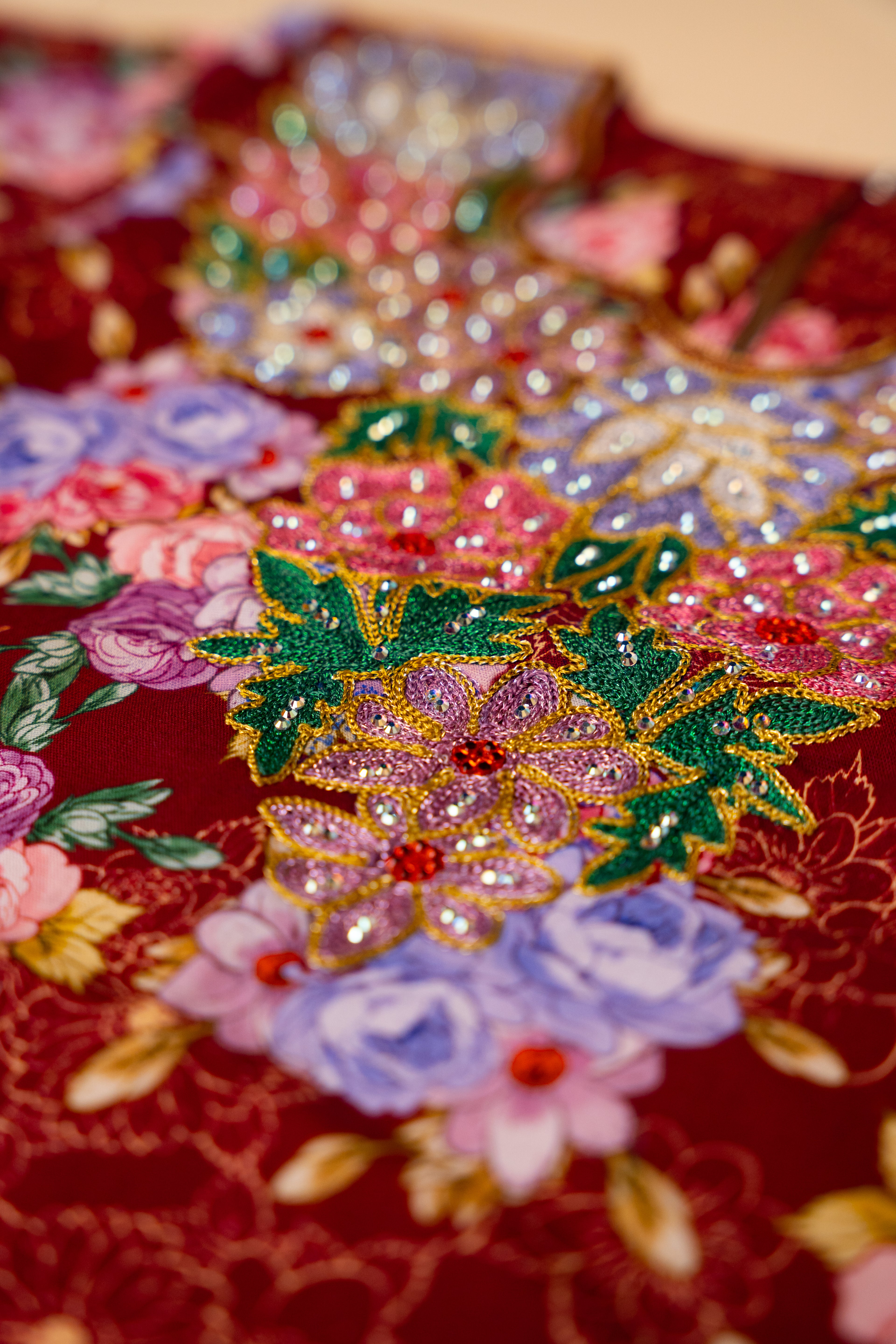 Maroon Floral Embroidered Khwer (4M–8Y)